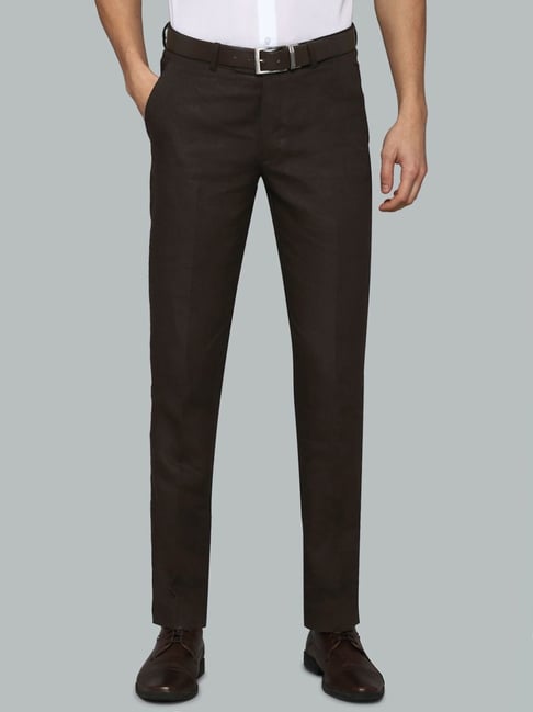 Cropped linen trousers  Dark brown  Ladies  HM IN