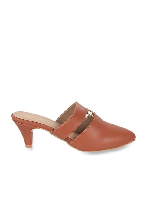 Mochi Women's Tan Mule Stilettos