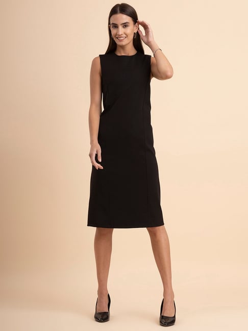 Fablestreet Black Regular Fit A Line Dress Price in India