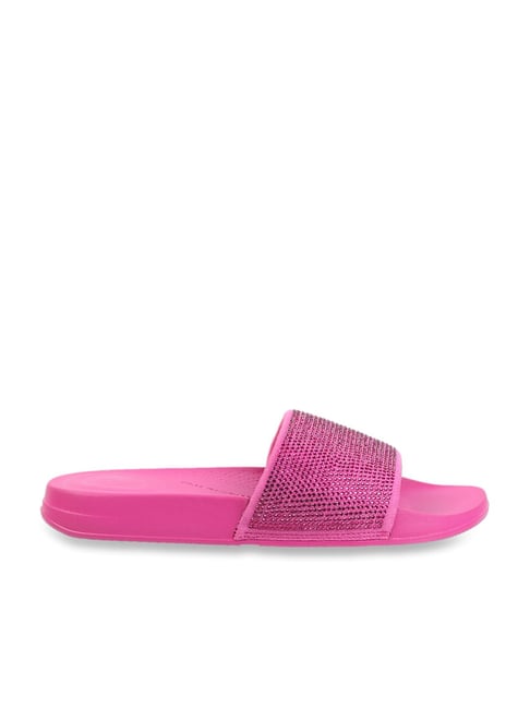 Octavia Hot Pink Slides Bamboo – My Sister's Closet