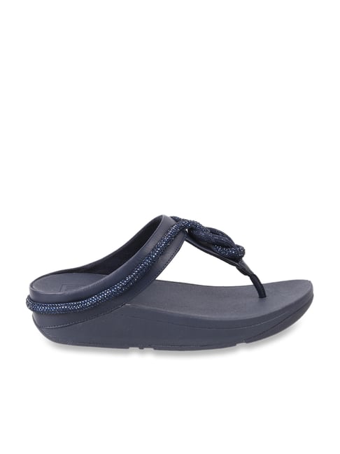 FitFlop Women's Navy T-Strap Wedges