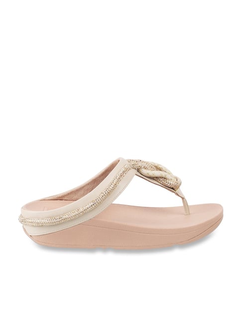 FitFlop Women's Beige T-Strap Wedges