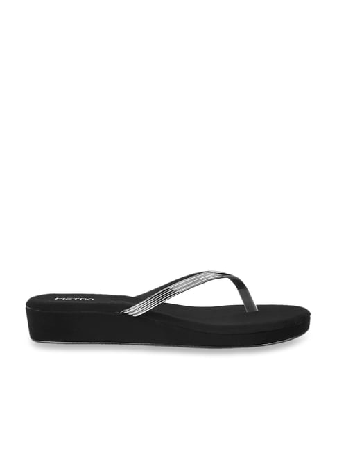 Metro Women's Gun Metal Thong Wedges-picture-20