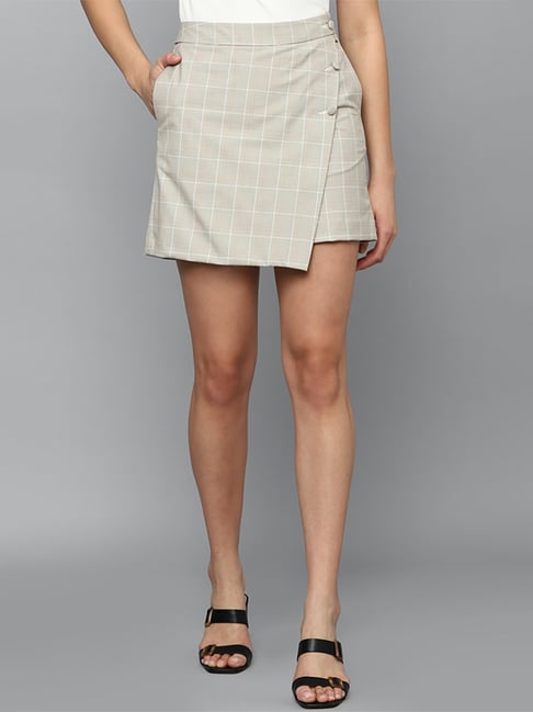 Allen Solly Beige Chequered Skorts