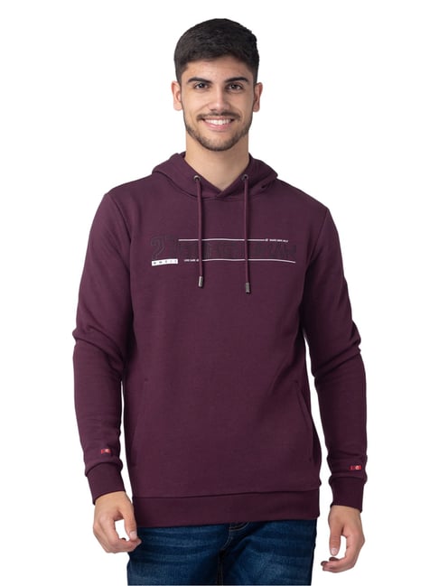 Being Human Fig Cotton Regular Fit Logo Printed Hooded Sweatshirt