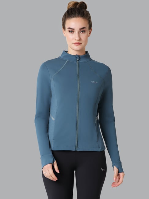 Van Heusen Teal Blue Mock Collar Jacket-picture-36