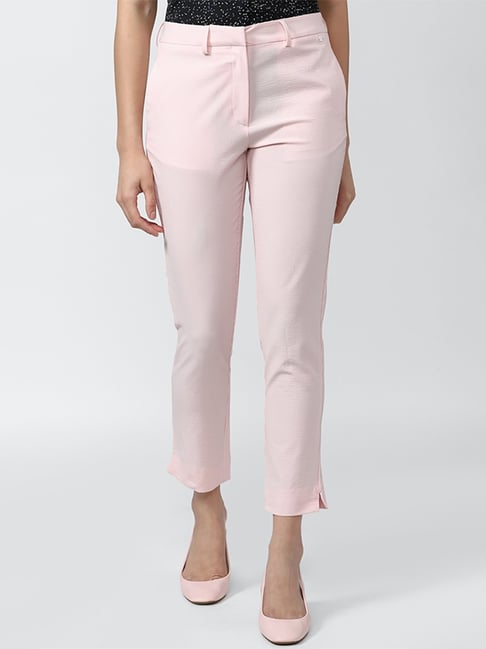 Buy luyk Girls Pink Striped Relaxed Straight Leg HighRise Chinos Trousers  78 Years at Amazonin