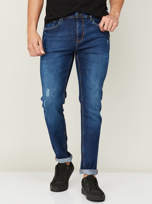 Fame Forever by Lifestyle Mid Blue Regular Fit Distressed Jeans