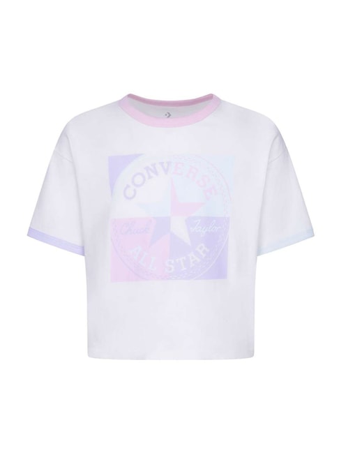 Converse Kids White Cotton Printed T-Shirt