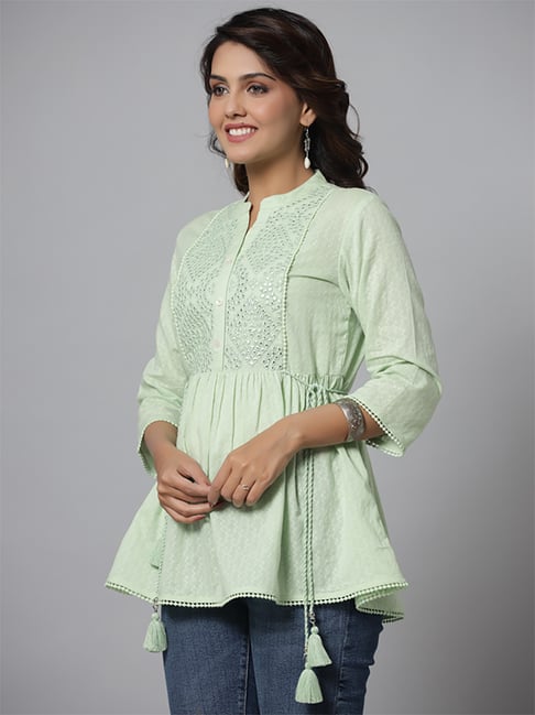 Buy Juniper Green Cotton Embroidered Tunic for Women Online @ Tata