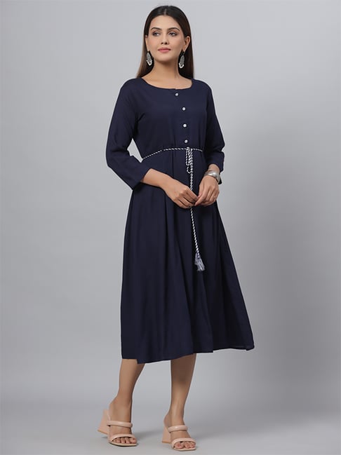 Buy Juniper Navy A-Line Dress for Women Online @ Tata CLiQ