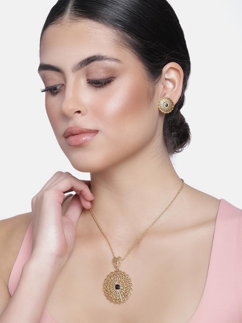 Gold look alike Pendant and Earrings Set  Design 3  Simpliful Jewelry