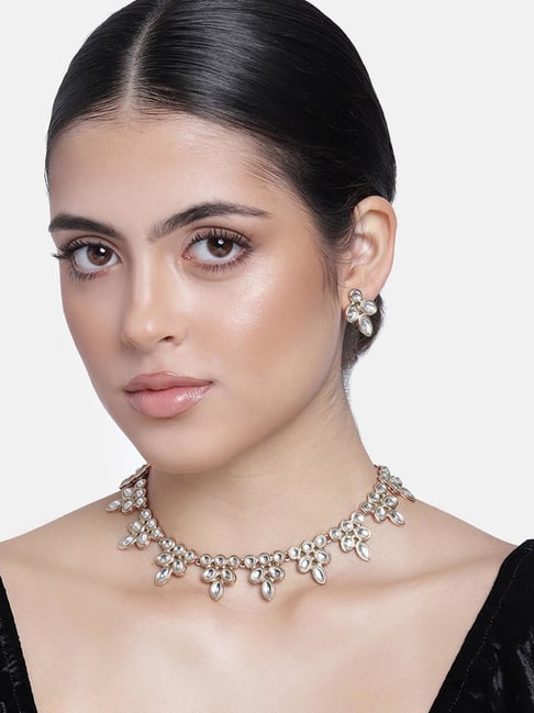 Estele Gold-Plated Traditional Kundan Necklace Set for Women-picture-18