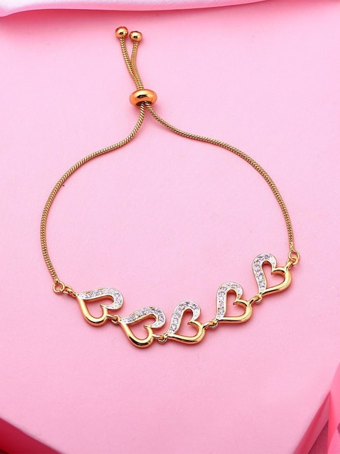 Buy Crystal lady Charm Bracelet Gold Plated Romantic Heart Shape Love You  Bracelet for Women Jewellery at Amazonin