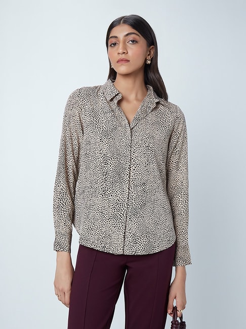 Wardrobe by Westside Beige Leopard Print Agnus Shirt Price in India