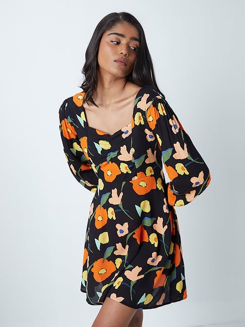 Nuon by Westside Black Floral-Patterned Dress Price in India