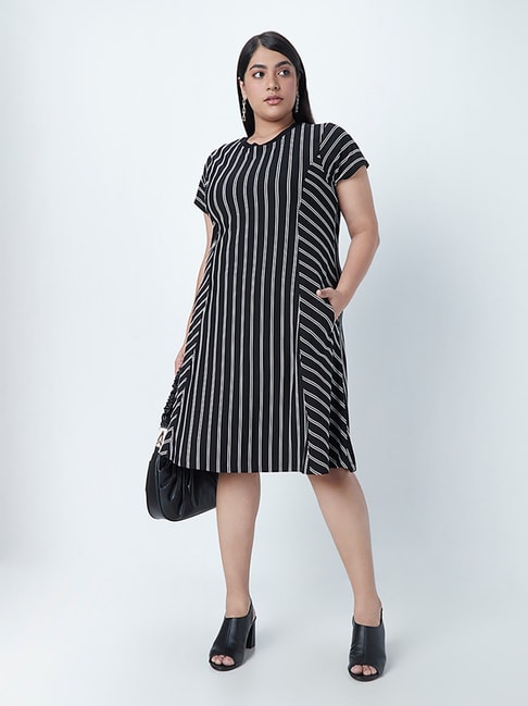 Gia Curves by Westside Black Striped Dress Price in India