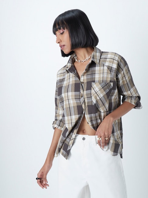 Nuon by Westside Brown Checkered Shirt Price in India