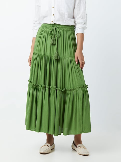 LOV by Westside Green Tiered Skirt Price in India