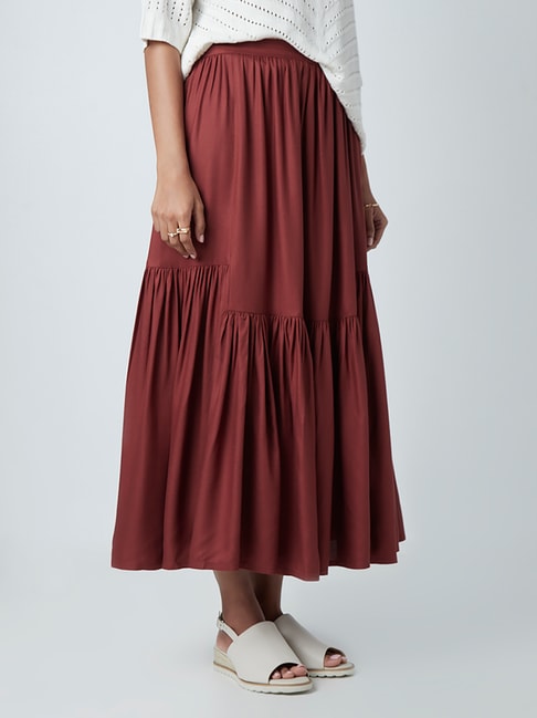 LOV by Westside Brown Tiered Skirt Price in India