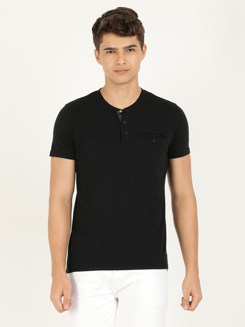 Wrangler Jet Black Cotton Regular Fit Polo T-Shirt