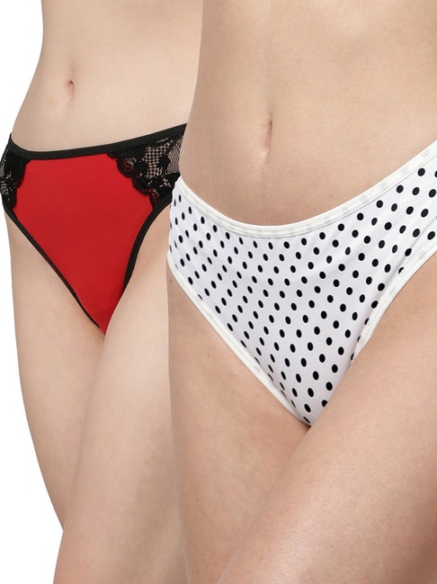 Cukoo White & Red Lace Bikini Panty - Pack of 2 Price in India