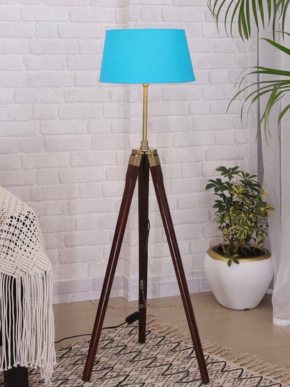 Teal tripod floor store lamp