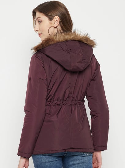 Burgundy parka jacket outlet womens