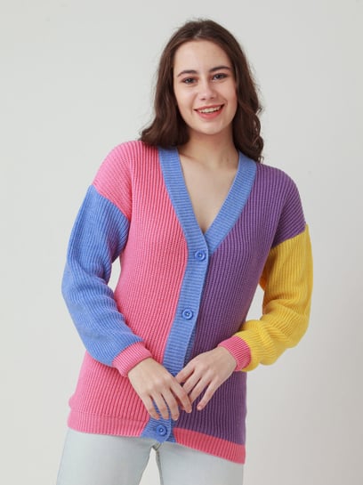 Buy Zink London Multicolor Full Sleeves Cardigan for Women Online