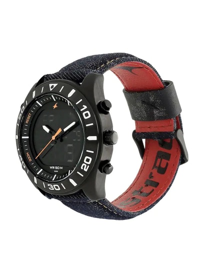 fastrack Mens 3191SL01 Black Dial Blue Denim Strap Watch in Mumbai at best  price by Kamdar Watches - Justdial