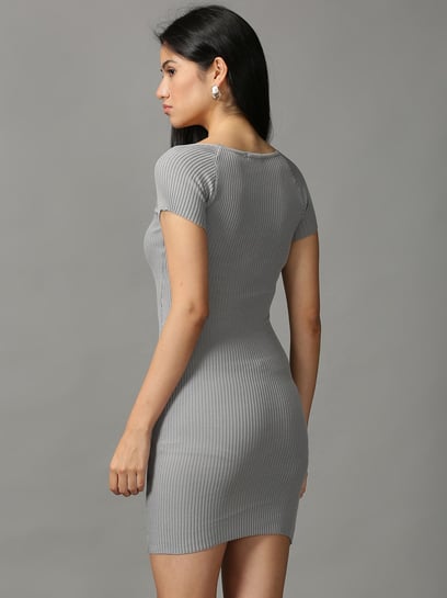 Buy People by Pantaloons Grey Self Pattern Shift Dress for Women Online @  Tata CLiQ