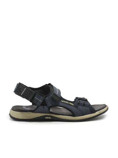 Men's leather sandals with Velcro fastening