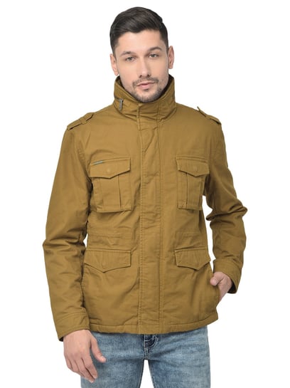 Khaki Quilted Jacket for Men