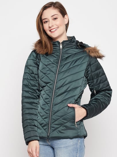 Leather Jacket Cotton Coat Madame Winter Coats Buy Okane Green