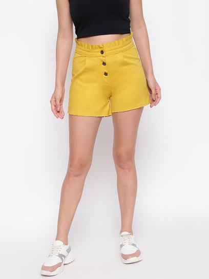 Mustard denim hot sale shorts