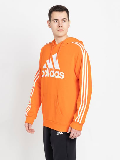 Buy adidas Orange Regular Fit Full Sleeves Striped Hooded