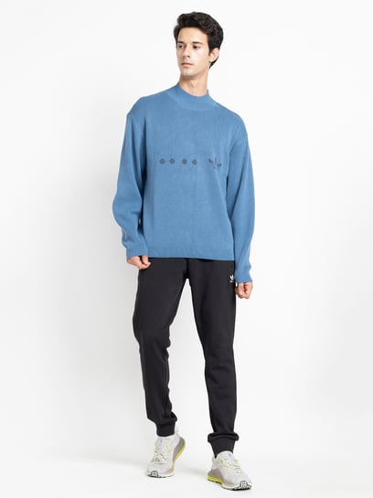 Buy Adidas Originals Blue Regular Fit ZIP KNIT JUMP Sweater for