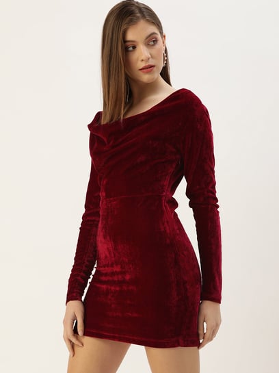 Plus Size Velvet 3/4 Length Sleeve Front Slit Evening Dress - Ever-Pretty US