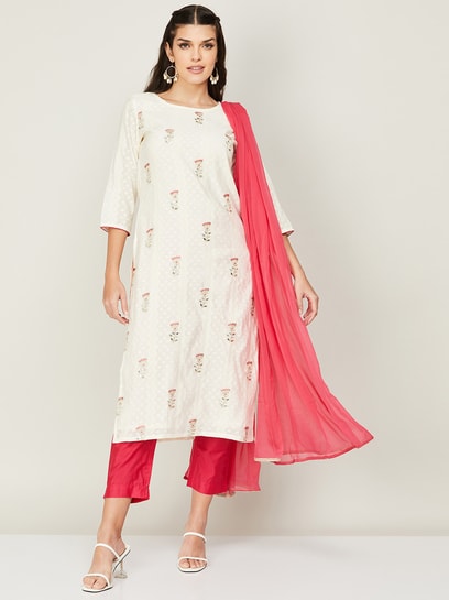 Buy Melange by Lifestyle Off-White & Red Kurta Pant Set With Dupatta for  Women Online @ Tata CLiQ
