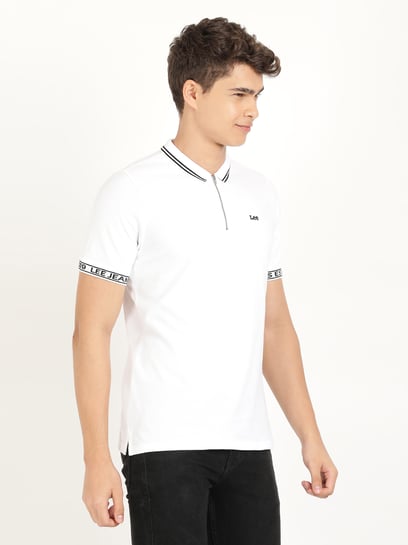 Buy Lee White Cotton Slim Fit Polo T-Shirt for Mens Online @ Tata CLiQ