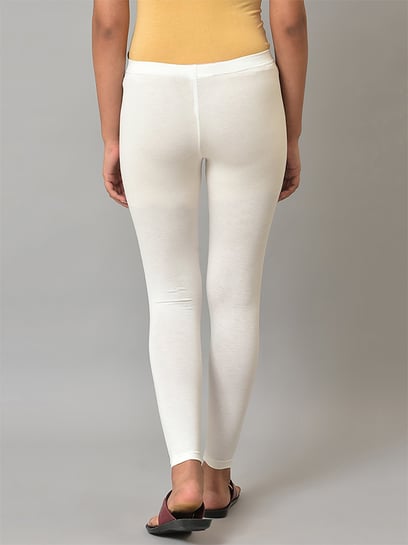 Aurelia White Cotton Regular Fit Leggings