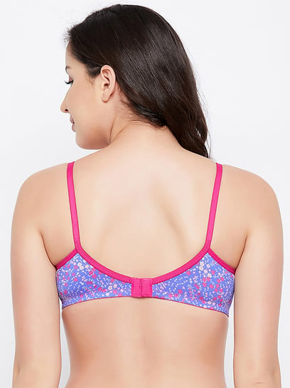 Buy Clovia Blue Floral Print Cotton Single Full Coverage Bra