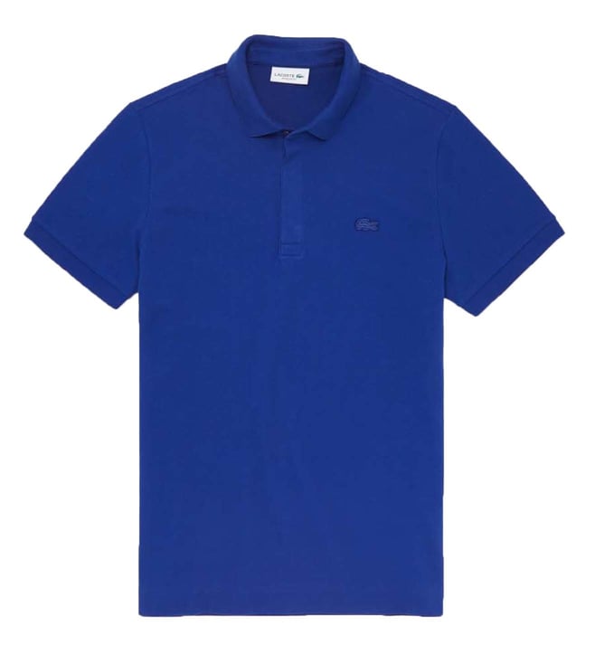 Buy Lacoste Blue Regular Fit Polo TShirt for Men Online Tata CLiQ Luxury