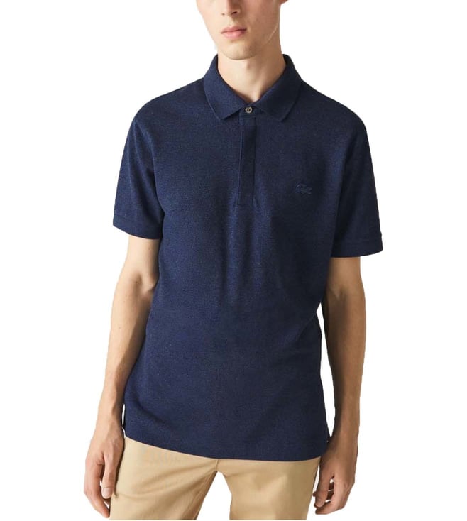 Buy Lacoste Navy Regular Fit Polo TShirt for Men Online Tata CLiQ Luxury