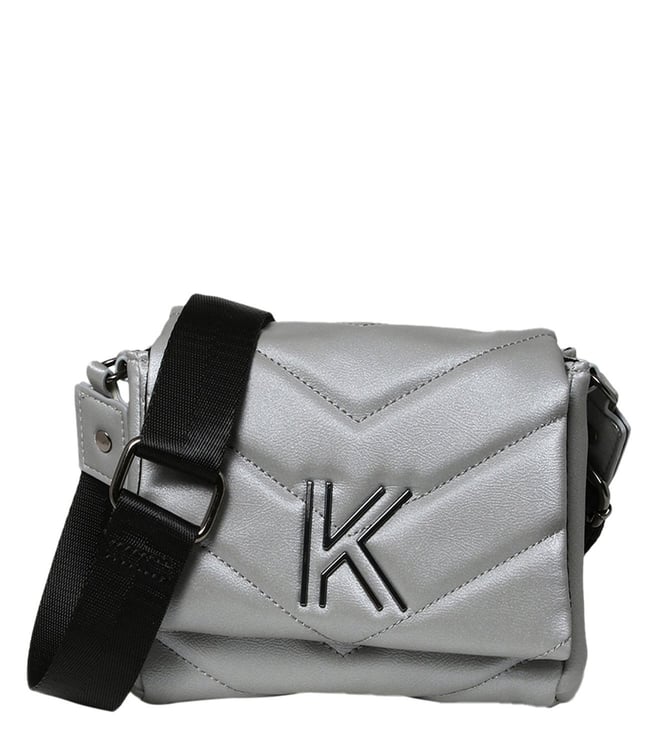 KENDALL + KYLIE Silver Crossbody Pouch Messenger Bag