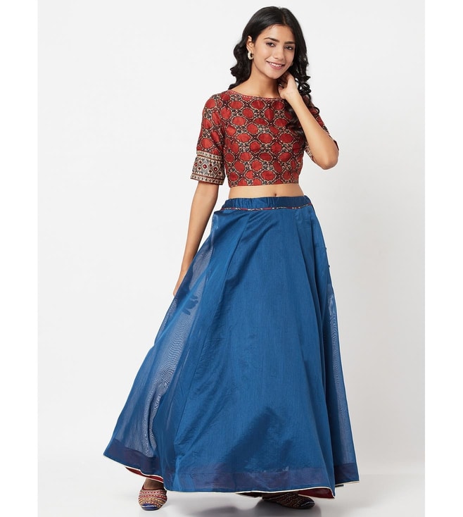 Buy Myrahh Womens Embroidery Maxi Crop Top and Skirt GP08 Purple Lilac  Medium at Amazonin