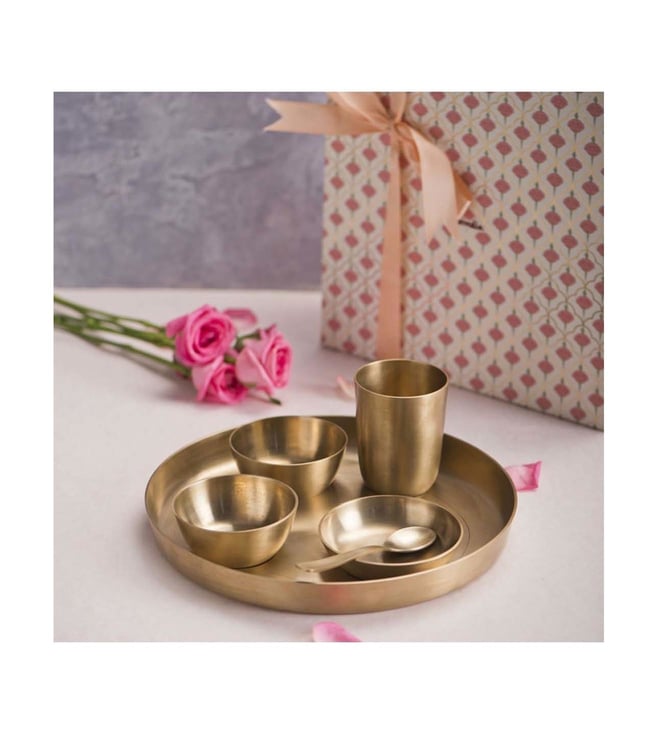 Buy Fabindia Home Dhaani Golden Metal Dinner Set at Best Price Tata CLiQ