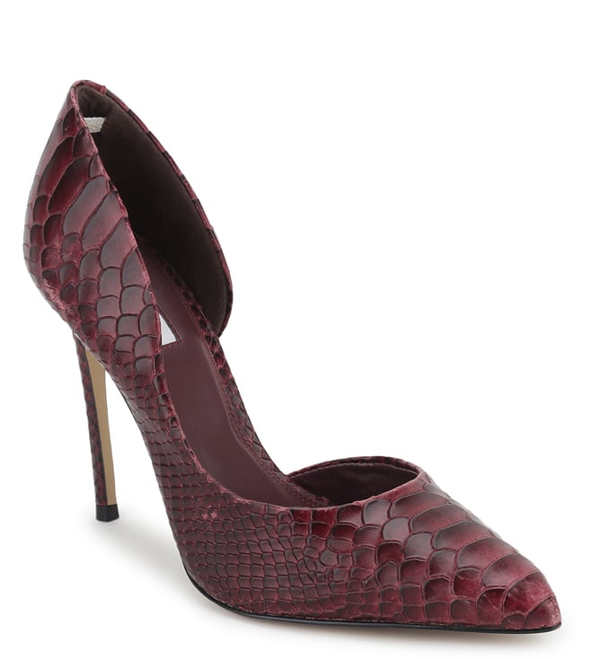 Burgundy top snakeskin heels