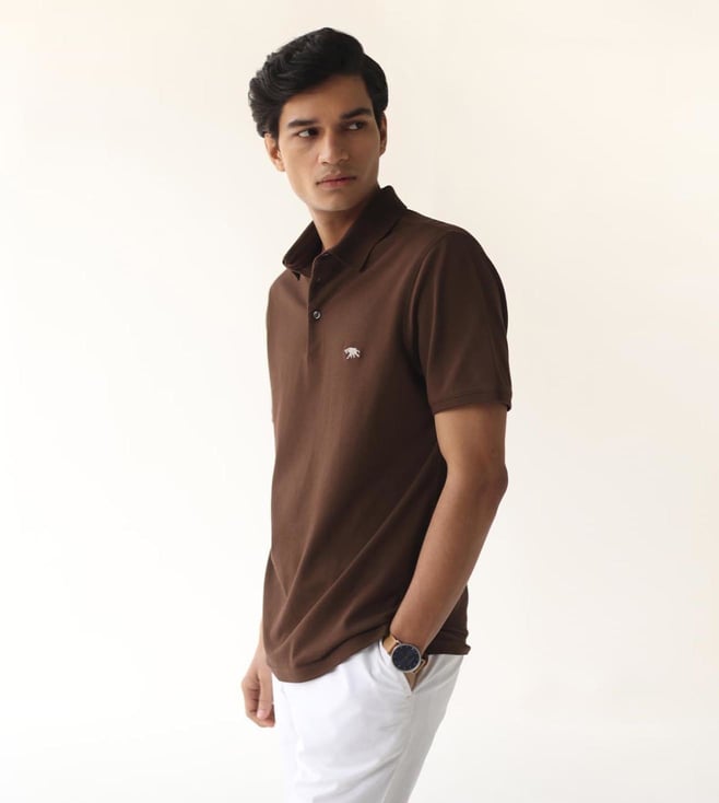 Buy Andamen Brown Chestnut Pique Polo T-Shirt - Regular Fit for Men Online  @ Tata CLiQ Luxury