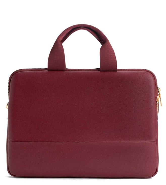 Buy Charles & Keith Burgundy Textured Extra Large Laptop Bag for Women